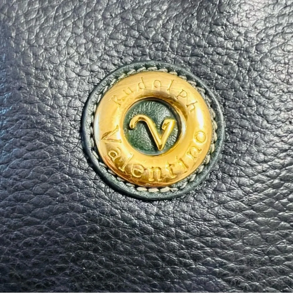 Vintage Rudolph Valentino Black Leather Bag - Picture 8 of 12